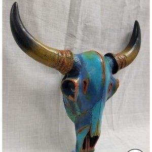 Set Of 3 Decorative Cow Skulls